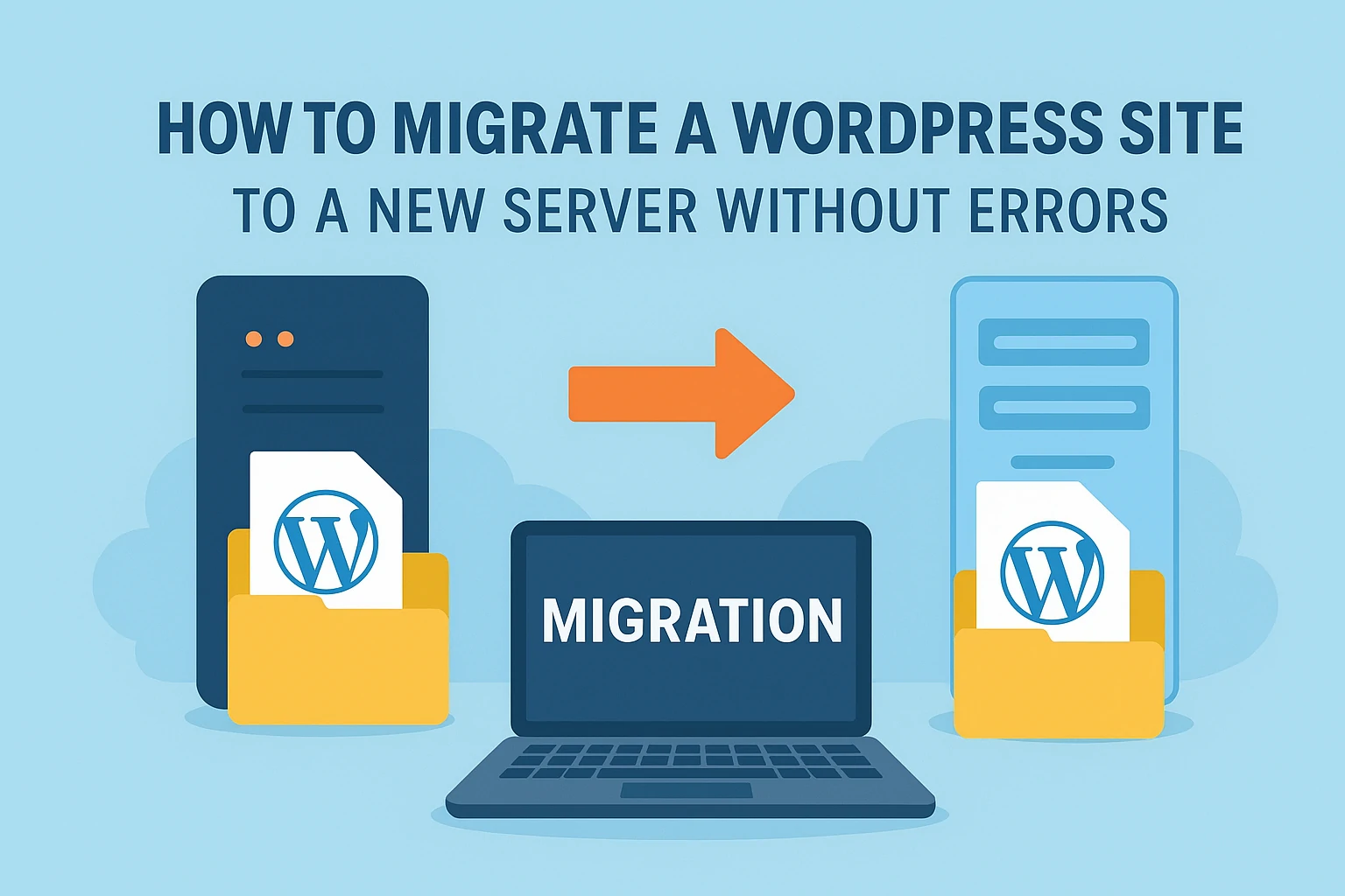 Developer testing a migrated WordPress site on a laptop.