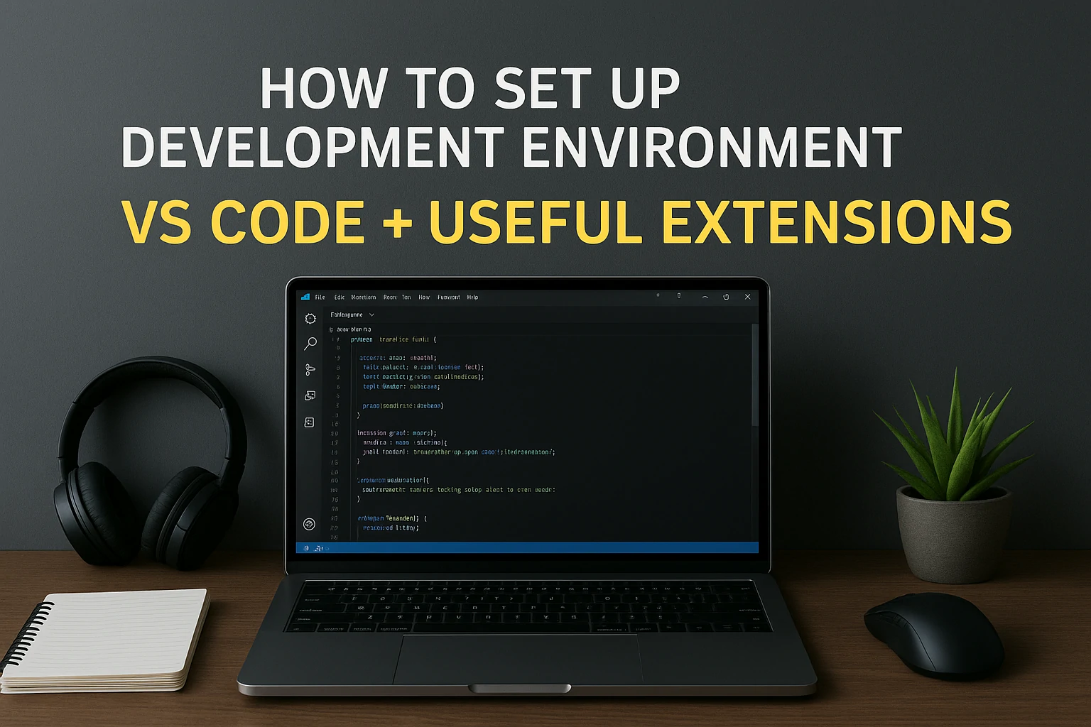 VS Code customization setup with laptop