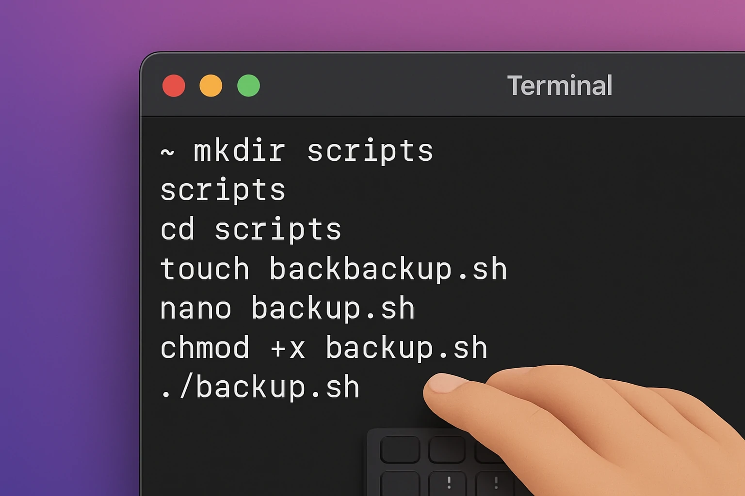 User typing automation commands