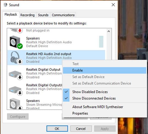 headphones not appearing in sound devices windows 10