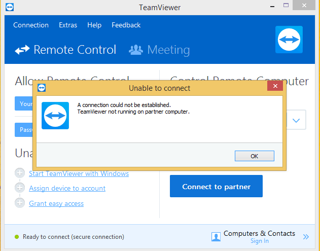 Teamviewer not running on partner computer