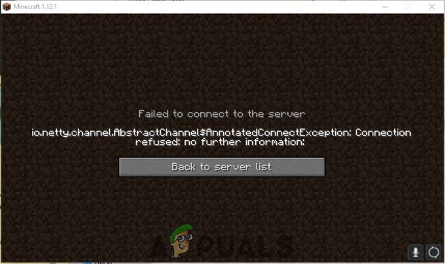 Error message “io.netty.channel.AbstractChannel$AnnotatedConnectException: Connection refused: no further information” while trying to connect to the server
