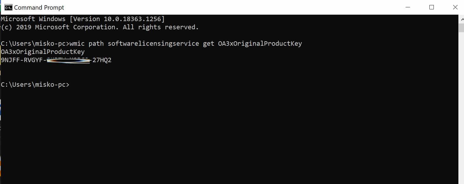 how to check windows 10 product key in cmd