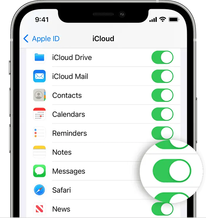 how to get text messages saved to icloud