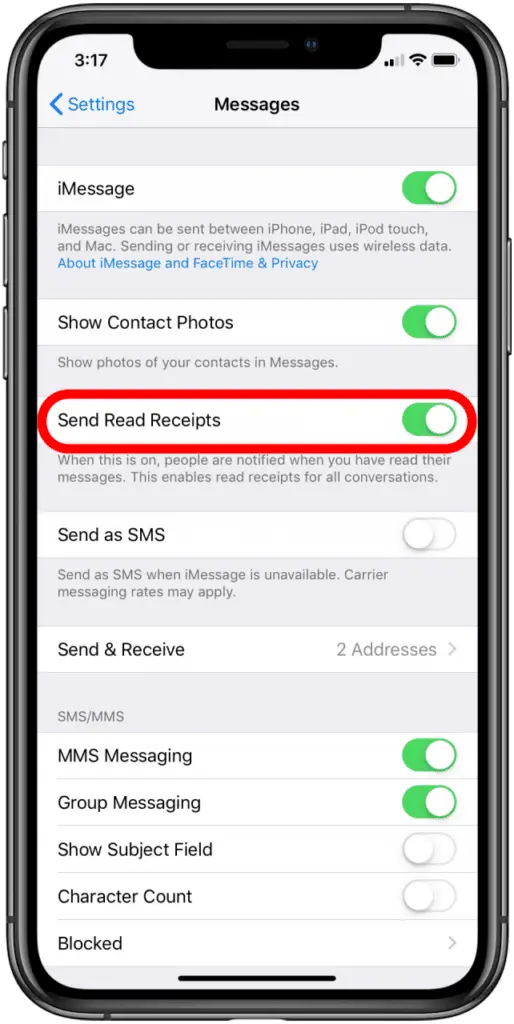 how to make all text messages read on iphone