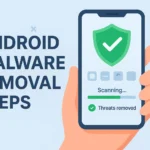 Phone screen showing malware scanning progress